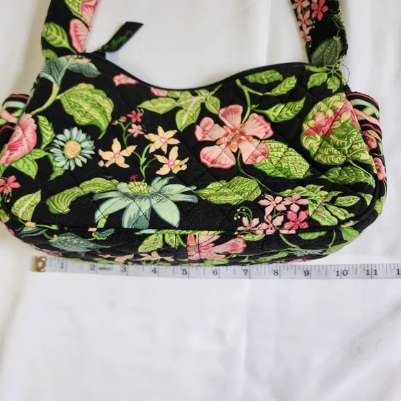Vera bradley purse green floral on black - Picture 8 of 13